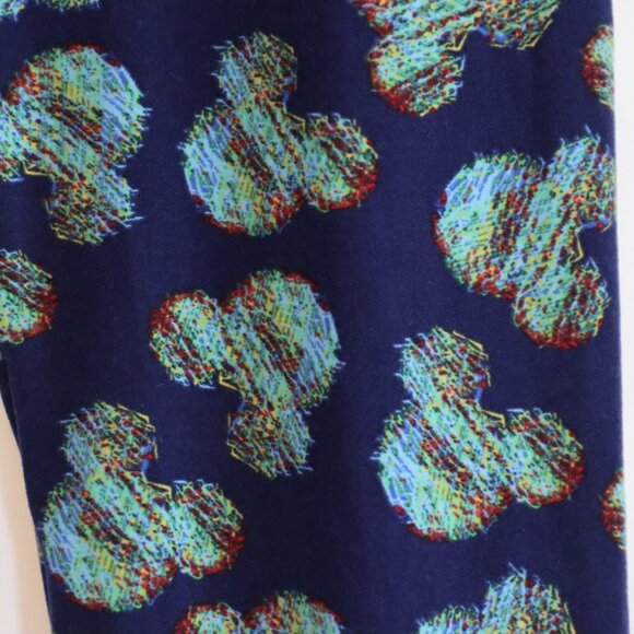 LuLaRoe Disney OS Leggings Navy Blue Scribble Sketch Mickey Multicolor Casual - Picture 10 of 11